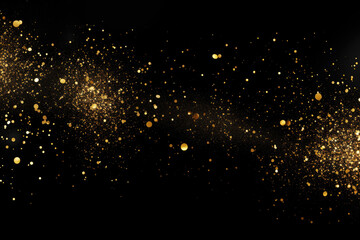 Fototapeta na wymiar Golden Glitter Confetti on Black Background