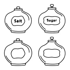 Sketch image of a kitchen container, jar. Doodles of a dishes, crockery, utensils, dinnerware, kitchenware