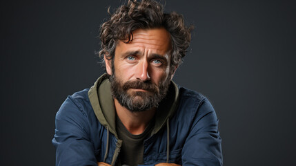 Fototapeta premium Exhausted Resolve: A Portrait of Fatigue. Generative AI