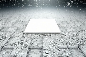 White particle from background above squared floor, high resolution. Generative AI