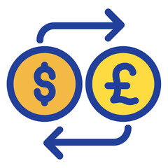 Lineal color Dollar and Pound exchange icon