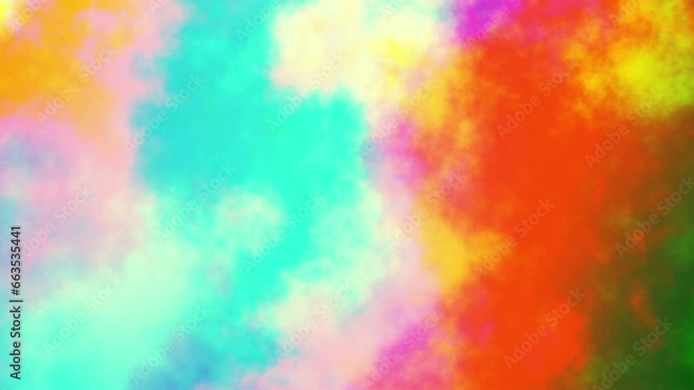 Aufkleber Seamless abstract psychedelic wavy background for loop playback. 4k video. Cloudy nebula background. Natural retro colors.