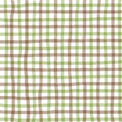 Green Brown Gingham Check Hand Drawn Background