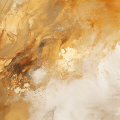 Golden beige texture abstract watercolor painting  background with splashes of gold 