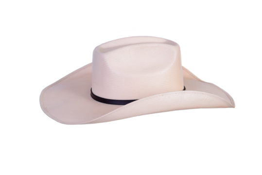 cowboy style hat straw hat with black ribbon isolated on white background, straw hat for women and men head protection