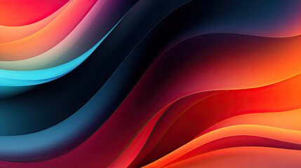 Flowing Curves Waves Lines Colorful Vibrant Bright Textured Background Modern Wallpaper with Copy Space Minimalist Abstract Art