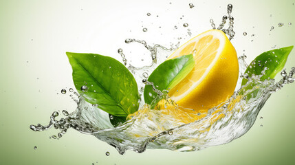 Beautiful lemon fruit concept with splash
