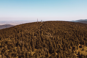 Panoramic view of Owl Mountains (Sowie Mountains) in Poland - Big Owl Mountain