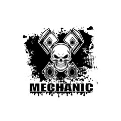 mechanic skull logo design vector