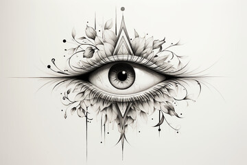 Obraz premium Eye Masons All-seeing Occult Tattoo Print Stamp Vintage