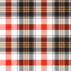 Red and blue tartan plaid. Scottish pattern fabric swatch close-up. 