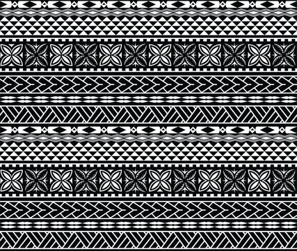 Fototapeta Ethnic Hawaiian tattoo pattern in black and white color.