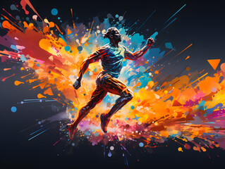 Obraz na płótnie Canvas Athletics athlete running. Colorful illustration. Silhouette of a running athlete. Olympic Games Paris 2024.