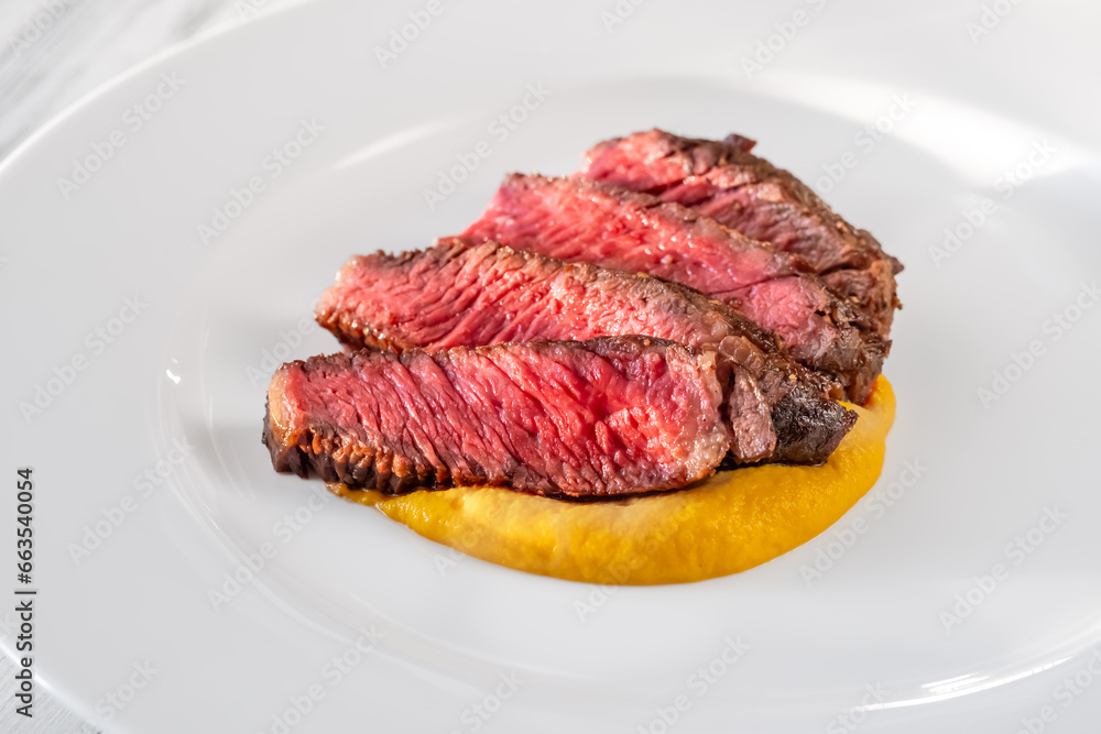 Wall mural sliced rib eye steak