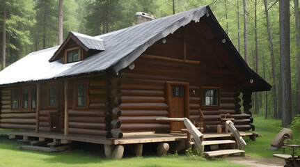 Obraz premium wooden house in the forest