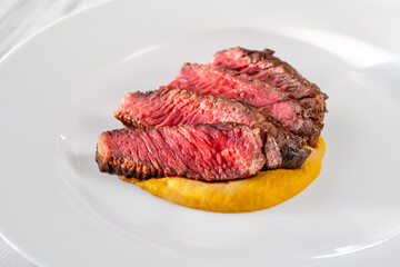 Sliced rib eye steak