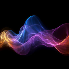 Fototapeta premium abstract wave multi-colors on black background created with Generative Ai