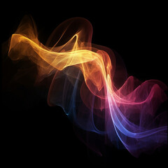 Fototapeta premium abstract wave multi-colors on black background created with Generative Ai