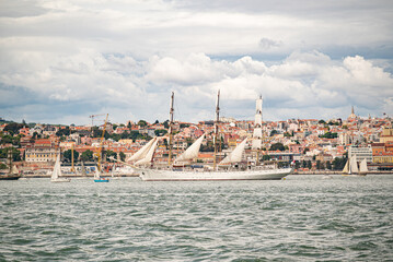 Tall ship and view of the city - Lisbon 2023 summertime