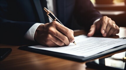CEO signing a partnership agreement during a corporate meeting generative ai