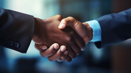 handshake between business partners after reaching a successful agreement generative ai - obrazy, fototapety, plakaty