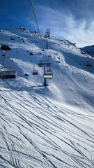 Italian ski region of Bormio seen from a chairlift in winter