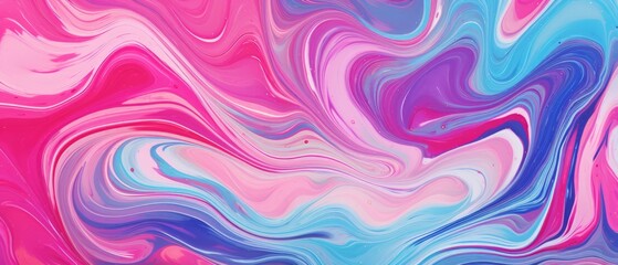 Fototapeta premium Abstract liquid marble background, stirred pink and blue paint texture, ai generated