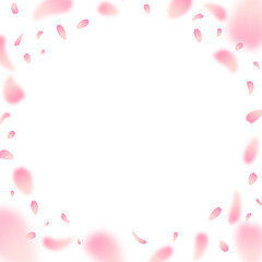 Fototapeta na wymiar 桜の花びらが舞う背景透過フレーム素材