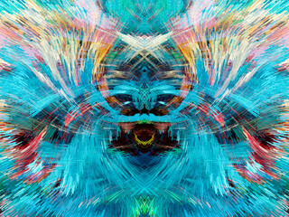 Naklejka premium Vibrant fractal world. Neon glows, seamless textures, abstract patterns. Versatile for web, decor, packaging. Watercolor-style abstraction. Floral Effect Extruded Cubes Art Web Background