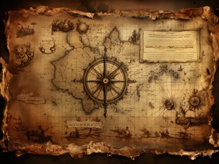 Fototapeta na wymiar old treasure map background, ai generated