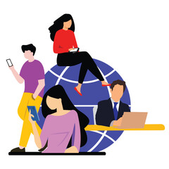 Connecting people. Social network concept around the world vector illustration.