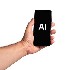 Hand holding a mobile phone displaying 