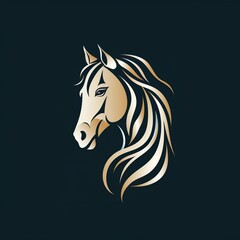 Fototapeta na wymiar logo emblem with horse head on a black background
