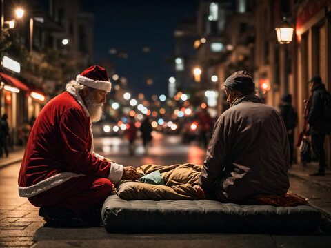 A Magia da Partilha: Papai Noel Ilumina o Natal de um Morador de Rua