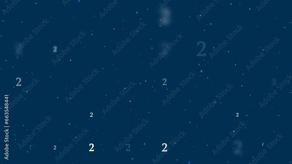 Poster template animation of evenly spaced number two symbols of different sizes and opacity. animation of 
