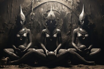 Enigmatic sphinxes posing riddles to test the minds of adventurers - Generative AI