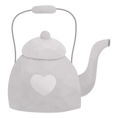 Cute grey kettle with lid illustration
