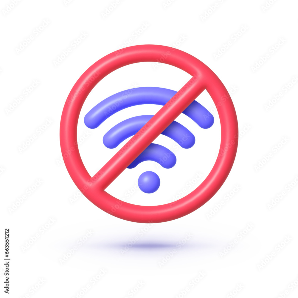 Poster no wifi 3d for web design. internet network concept. vector graphic illustration