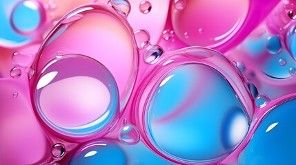 wallpaper with bubbles and colorful liquid - abstract background - generative AI - obrazy, fototapety, plakaty