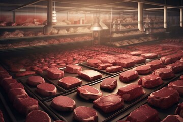 Worldwide food production and supply chain for meat. Generative AI