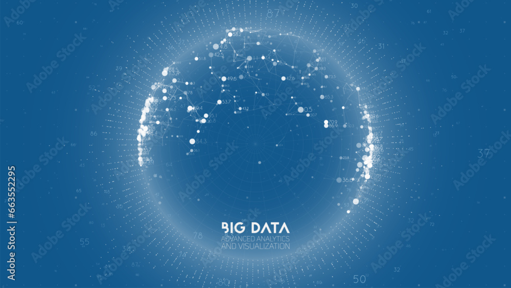 Poster Big data visualization. Futuristic infographic. Information aesthetic design. Visual data complexity. Complex data threads graphic visualization. Abstract data graph.