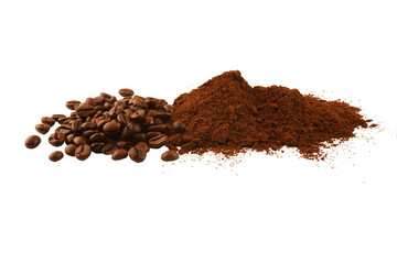 Coffee and Ground Coffee Isolated Background