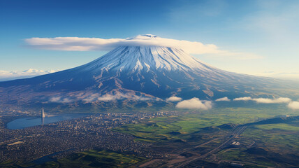 panoramic view of the mount arbruarda, a famous landmark in the north of georgia, caucasus