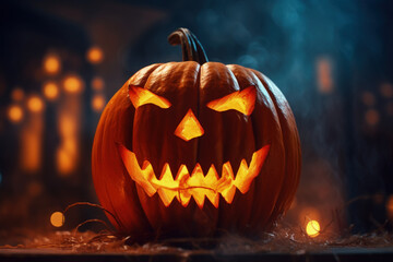 Fototapeta premium Closeup of a Big Glowing Pumpkin.