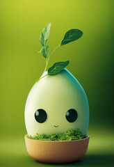 Happy cute green pea smiling