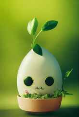 Happy cute green pea smiling