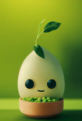 Happy cute green pea smiling