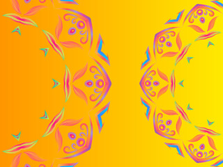 Luxurious couple double batik ethnic dayak flowers line art mandala circle gradient background for aesthetic presentation
