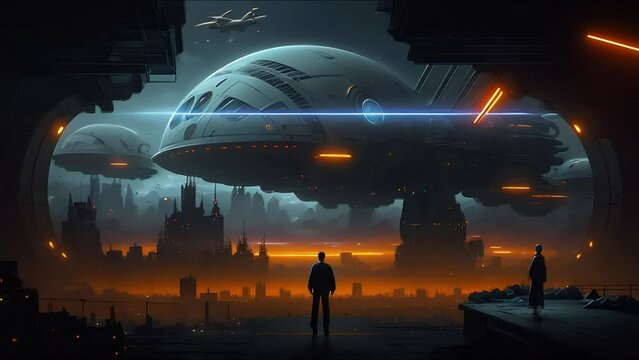 A science fiction world with humans and spaceships, HBO-style fantasy.Science fiction, humans, spaceships, HBO, fantasy, masterpiece, futuristic, otherworldly, intergalactic, advanced technol