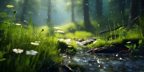 Fototapeta premium Natural landscape in rainy weather